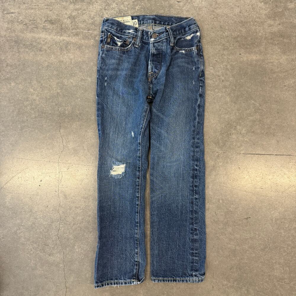 Vintage Y2k Abercrombie & Fitch Dark Wash Denim Flare Blue Jeans Size Youth 10
